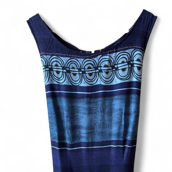 90s vintage boho blue striped maxi dress - Picture 4 of 8